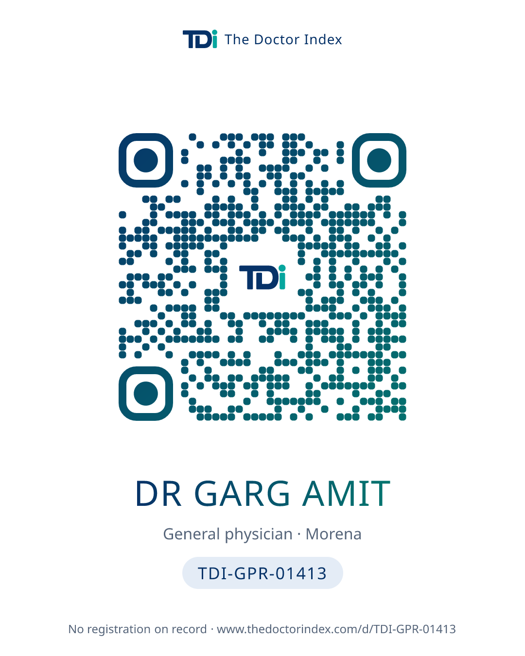 QR card for Dr Garg Amit, TDI-GPR-01413
