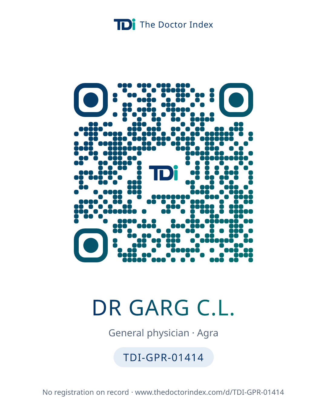 QR card for Dr Garg C.L., TDI-GPR-01414