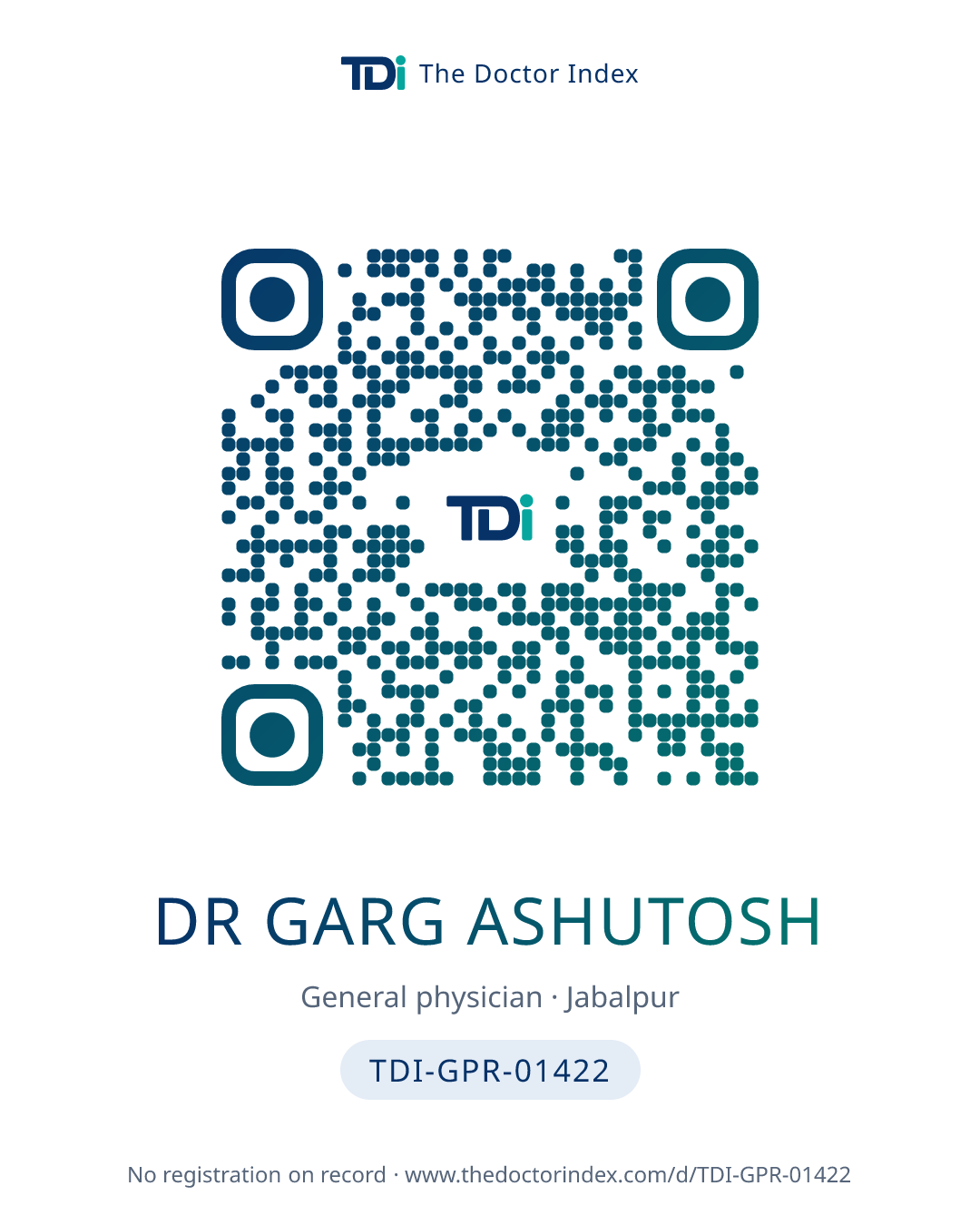QR card for Dr Garg Ashutosh, TDI-GPR-01422