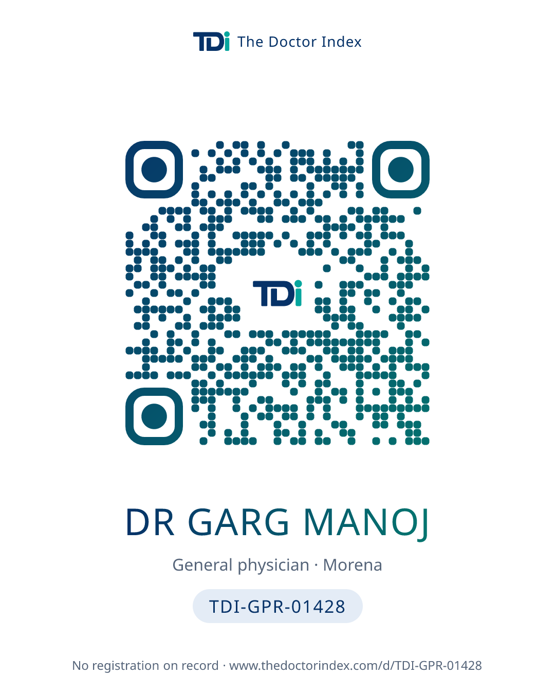 QR card for Dr Garg Manoj, TDI-GPR-01428
