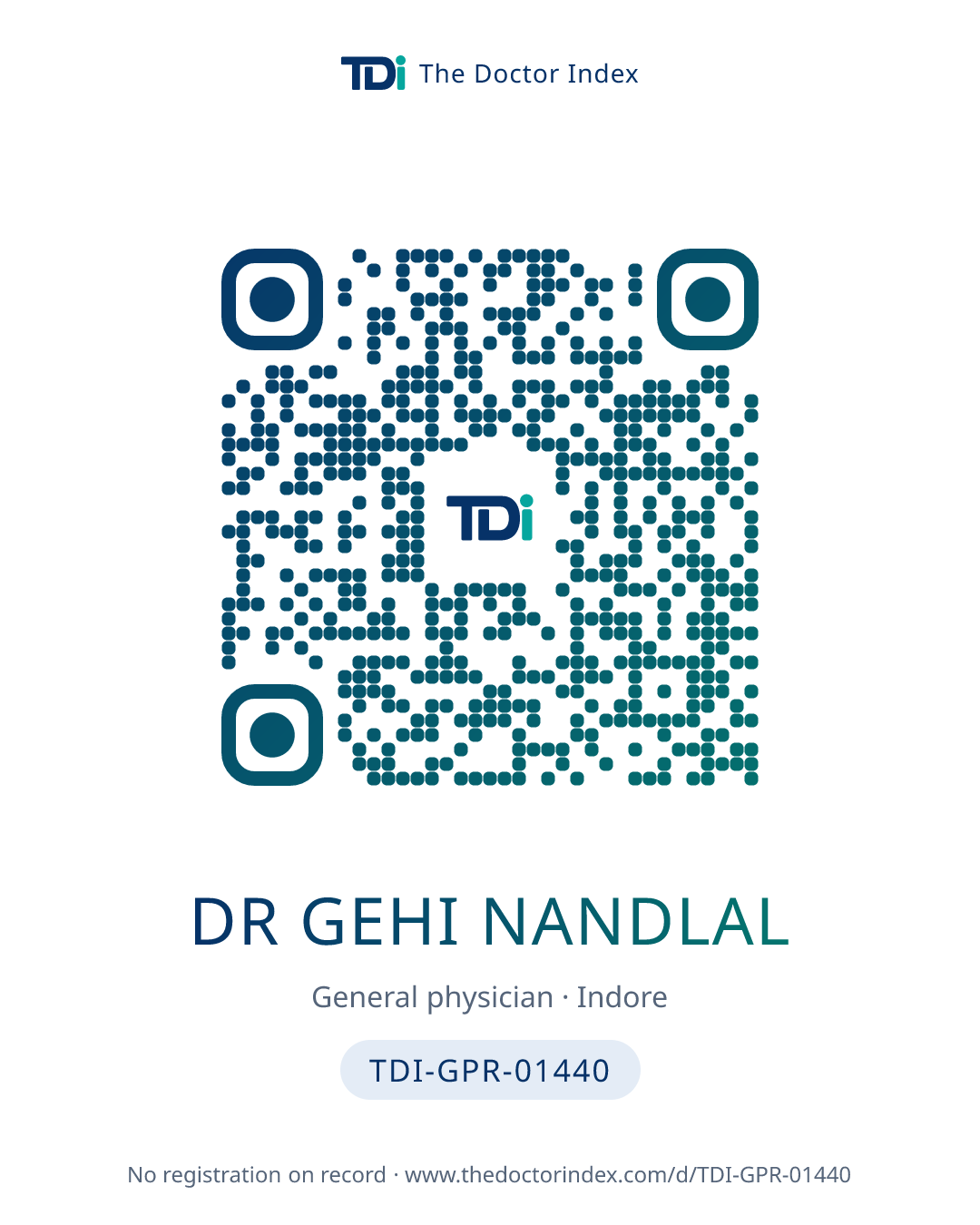 QR card for Dr Gehi Nandlal, TDI-GPR-01440