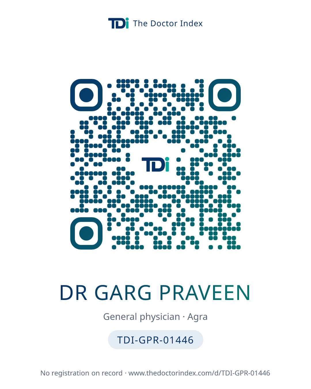 QR card for Dr Garg Praveen, TDI-GPR-01446