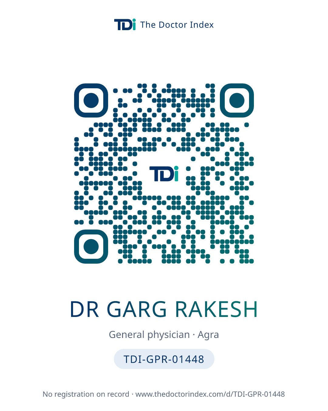 QR card for Dr Garg Rakesh, TDI-GPR-01448