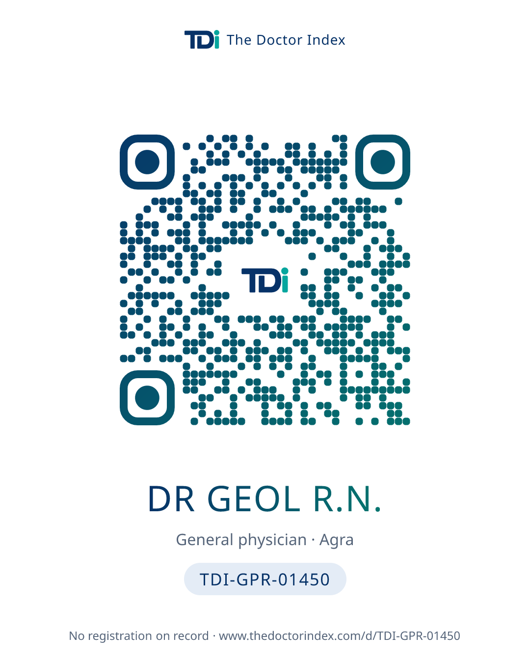 QR card for Dr Geol R.N., TDI-GPR-01450