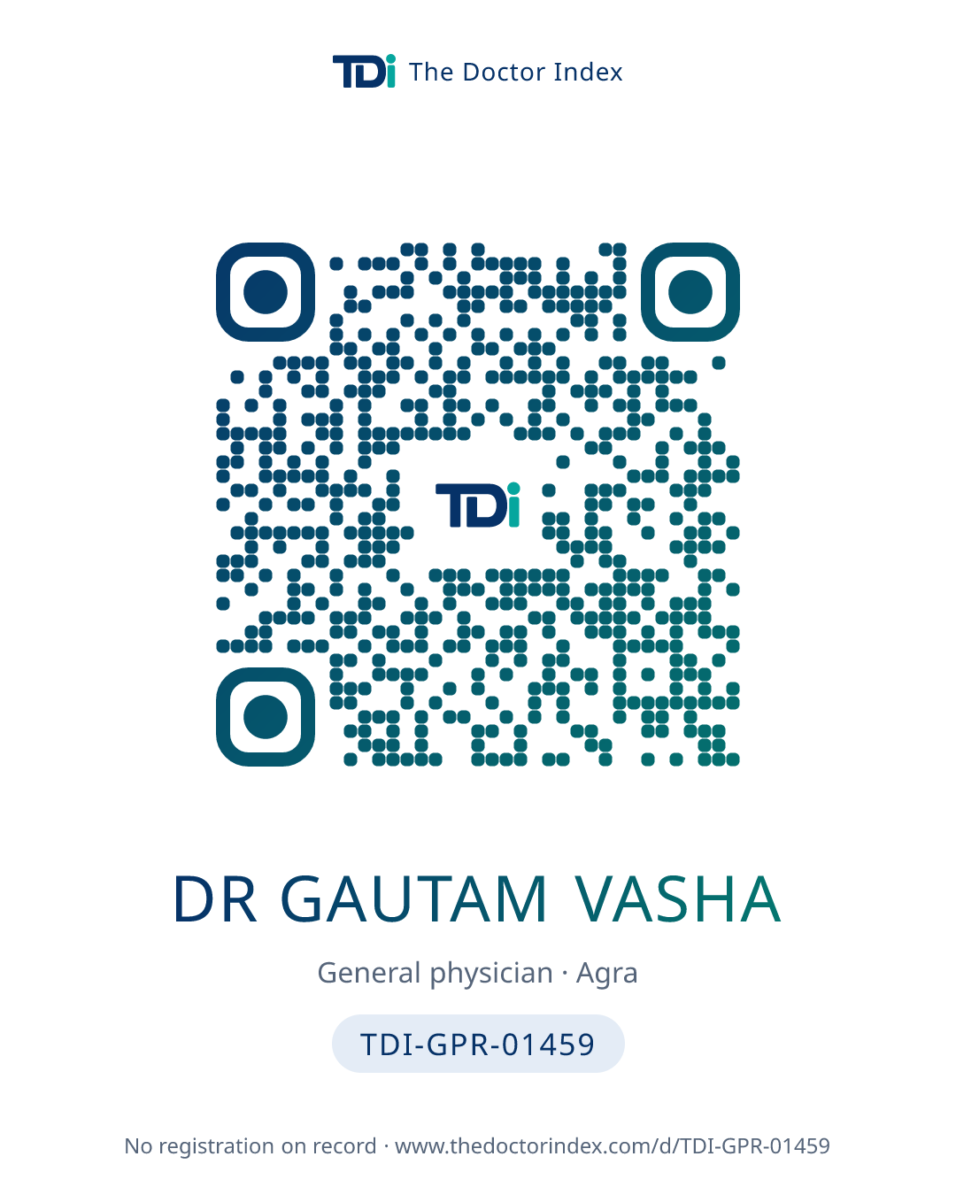 QR card for Dr Gautam Vasha, TDI-GPR-01459