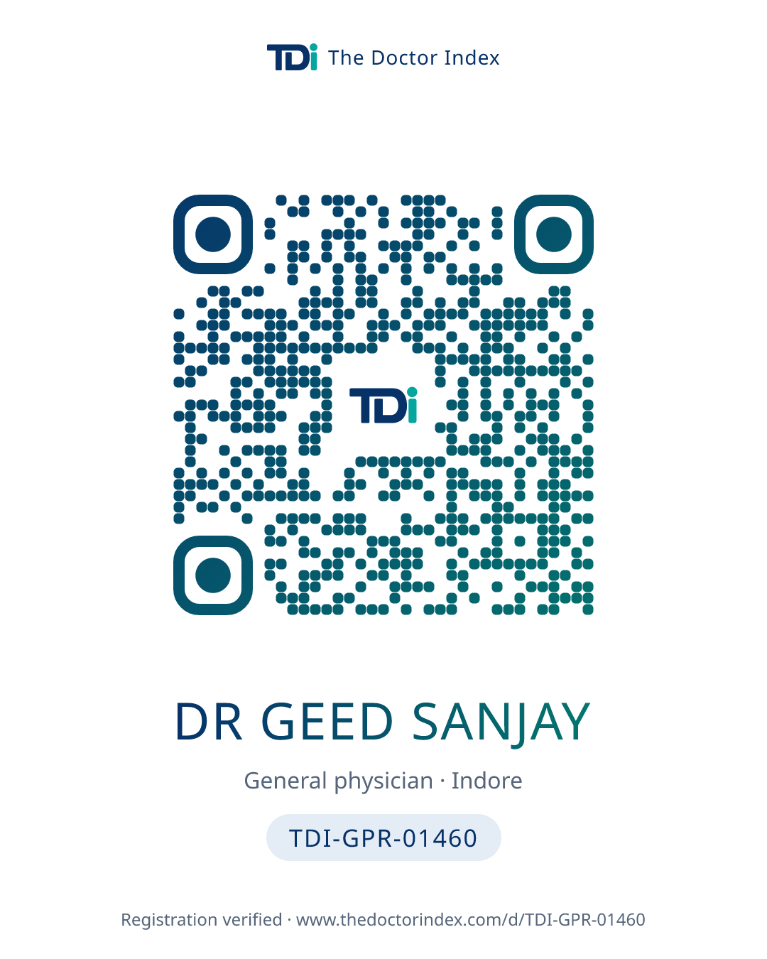 QR card for Dr Geed Sanjay, TDI-GPR-01460