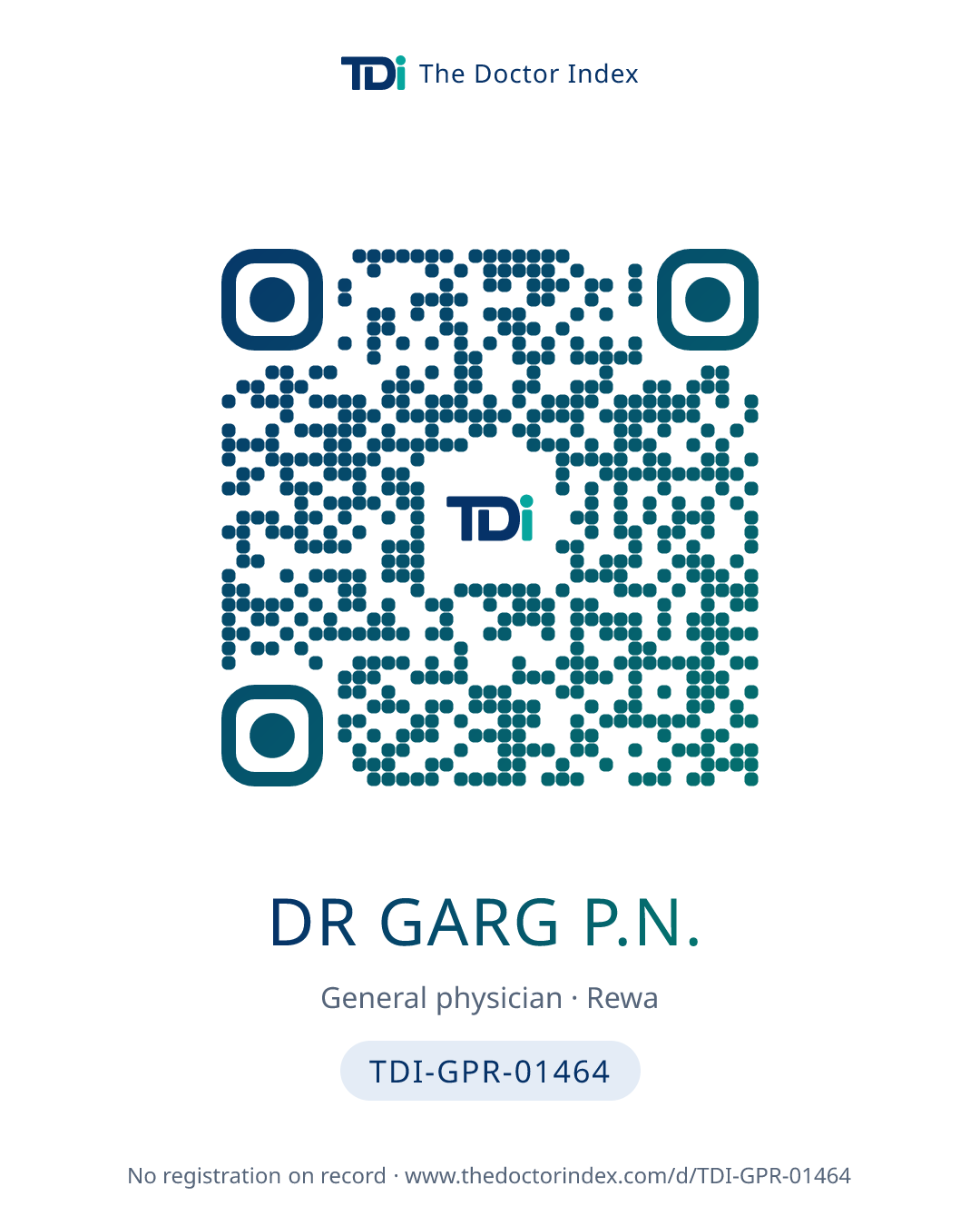 QR card for Dr Garg P.N., TDI-GPR-01464