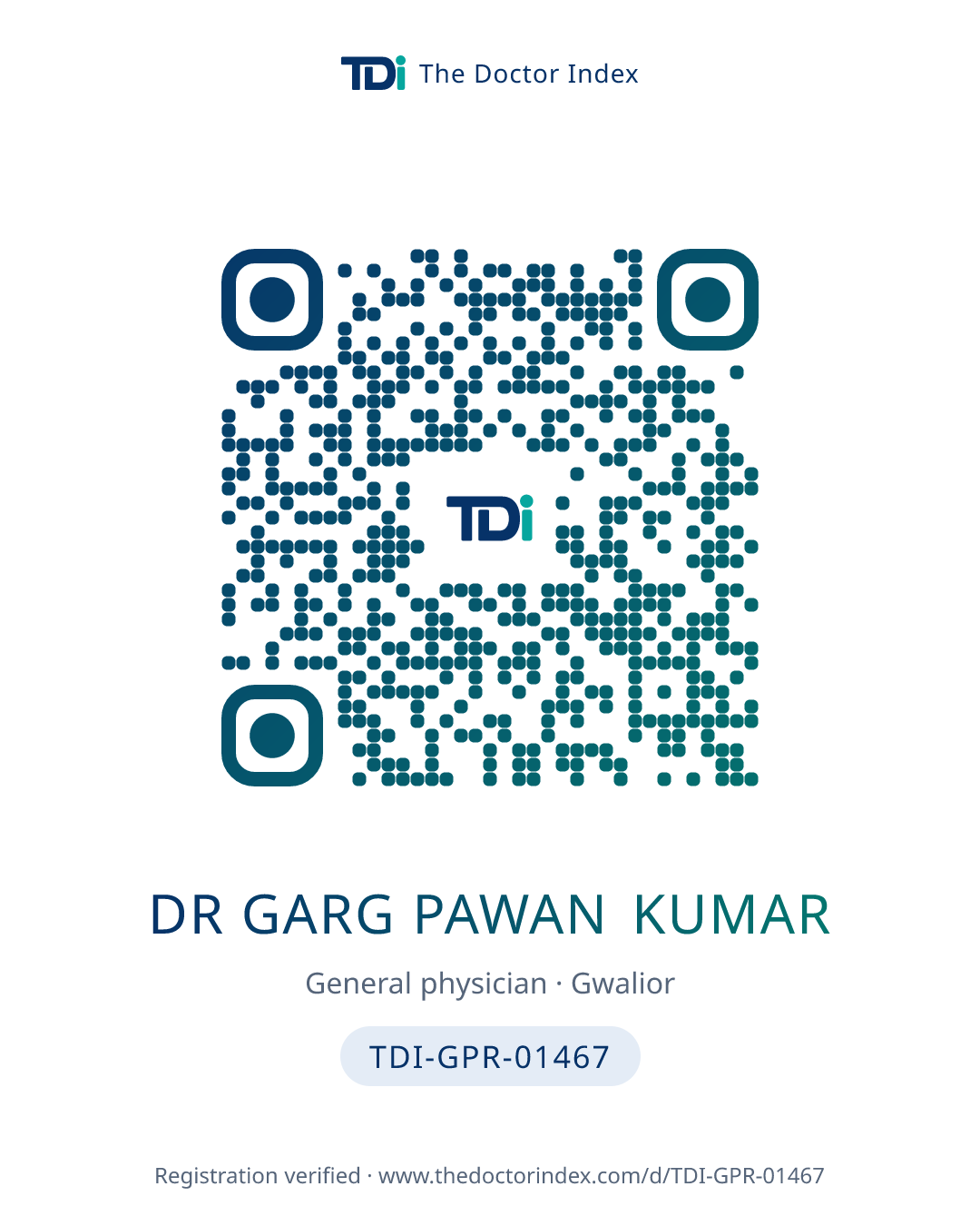 QR card for Dr Garg Pawan Kumar, TDI-GPR-01467