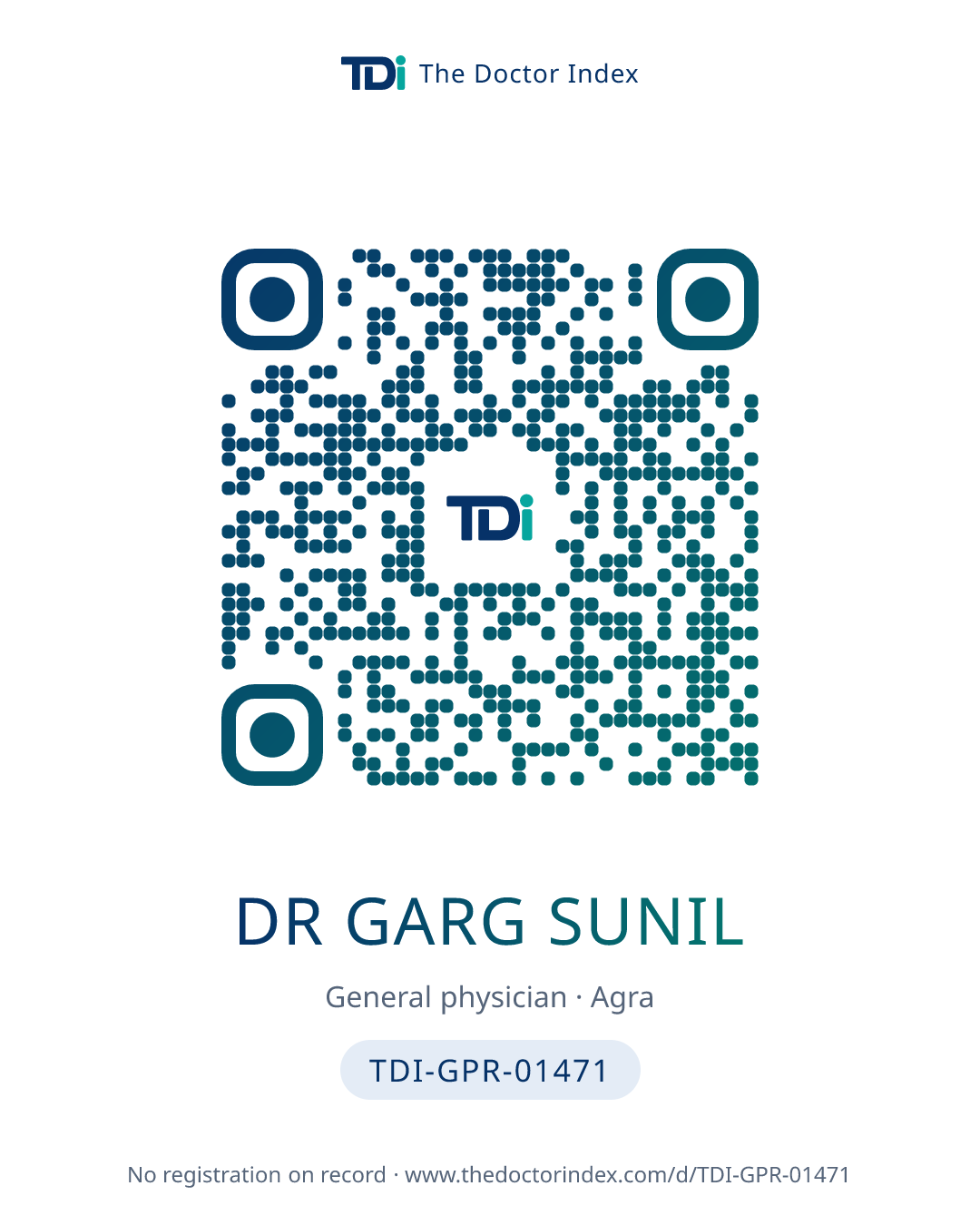 QR card for Dr Garg Sunil, TDI-GPR-01471