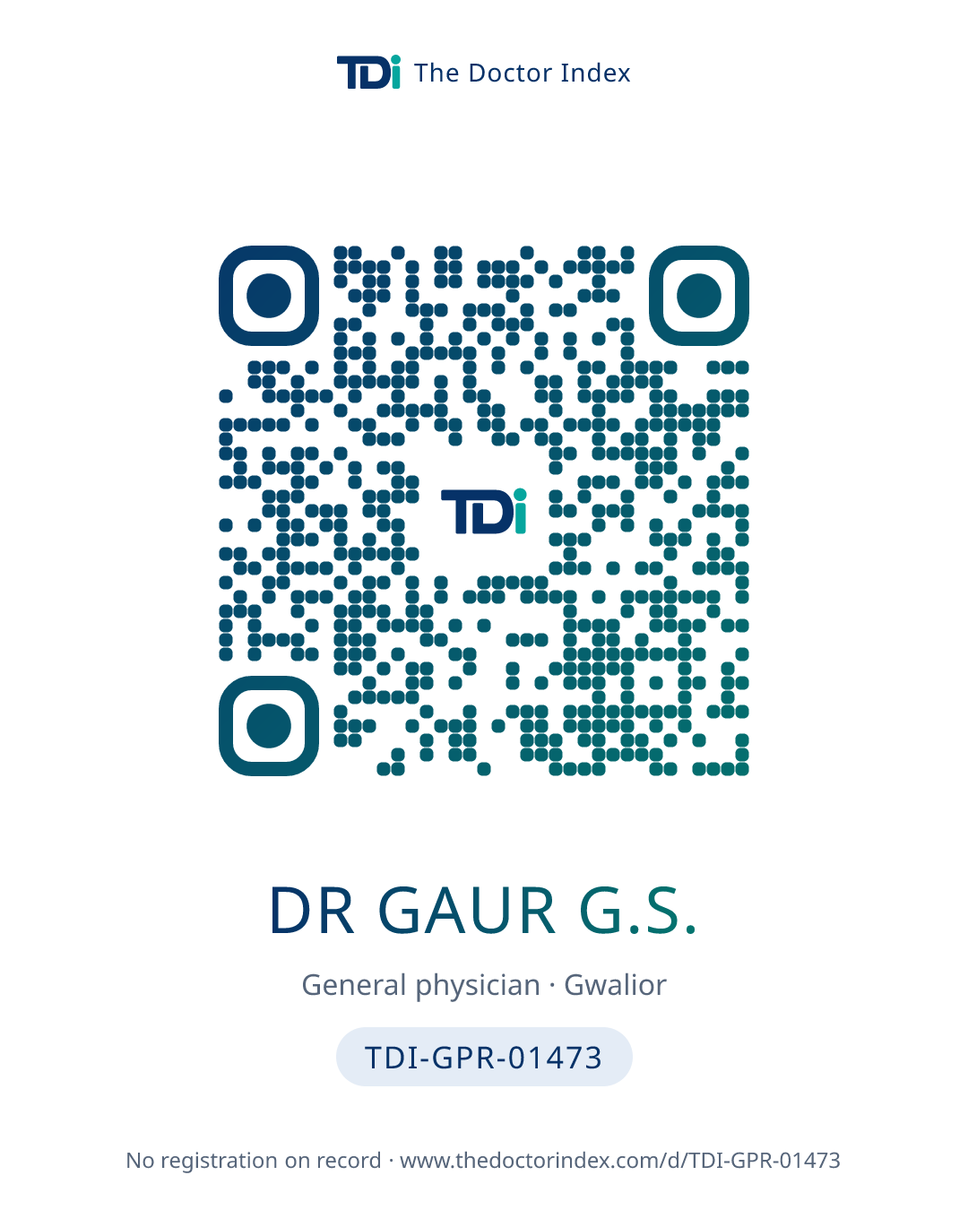 QR card for Dr Gaur G.S., TDI-GPR-01473