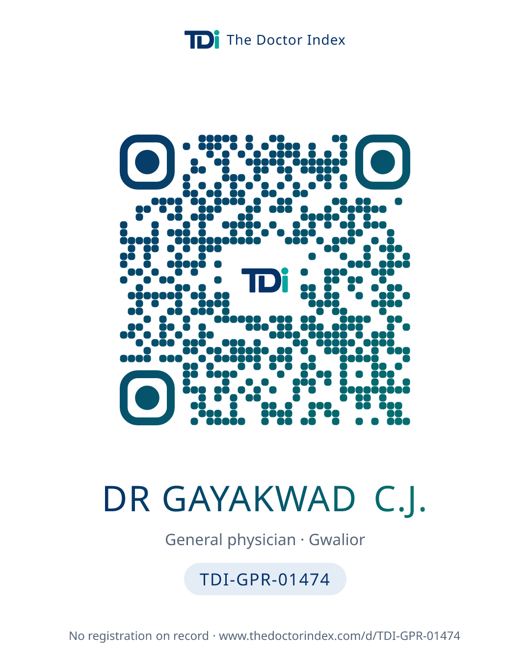 QR card for Dr Gayakwad C.J., TDI-GPR-01474