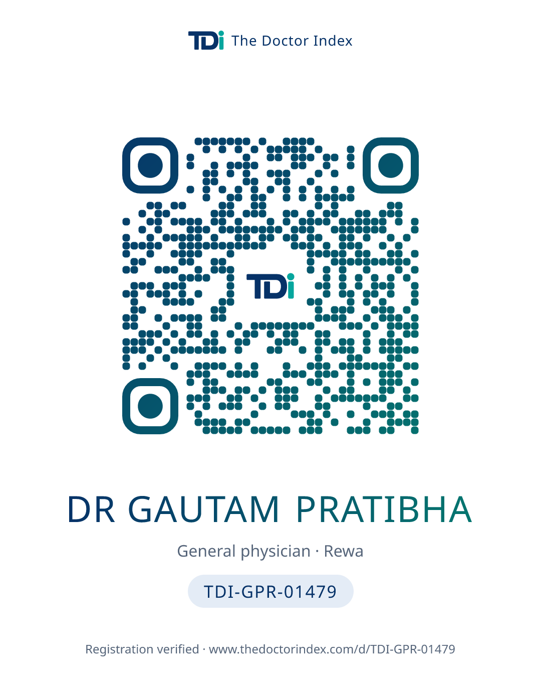 QR card for Dr Gautam Pratibha, TDI-GPR-01479