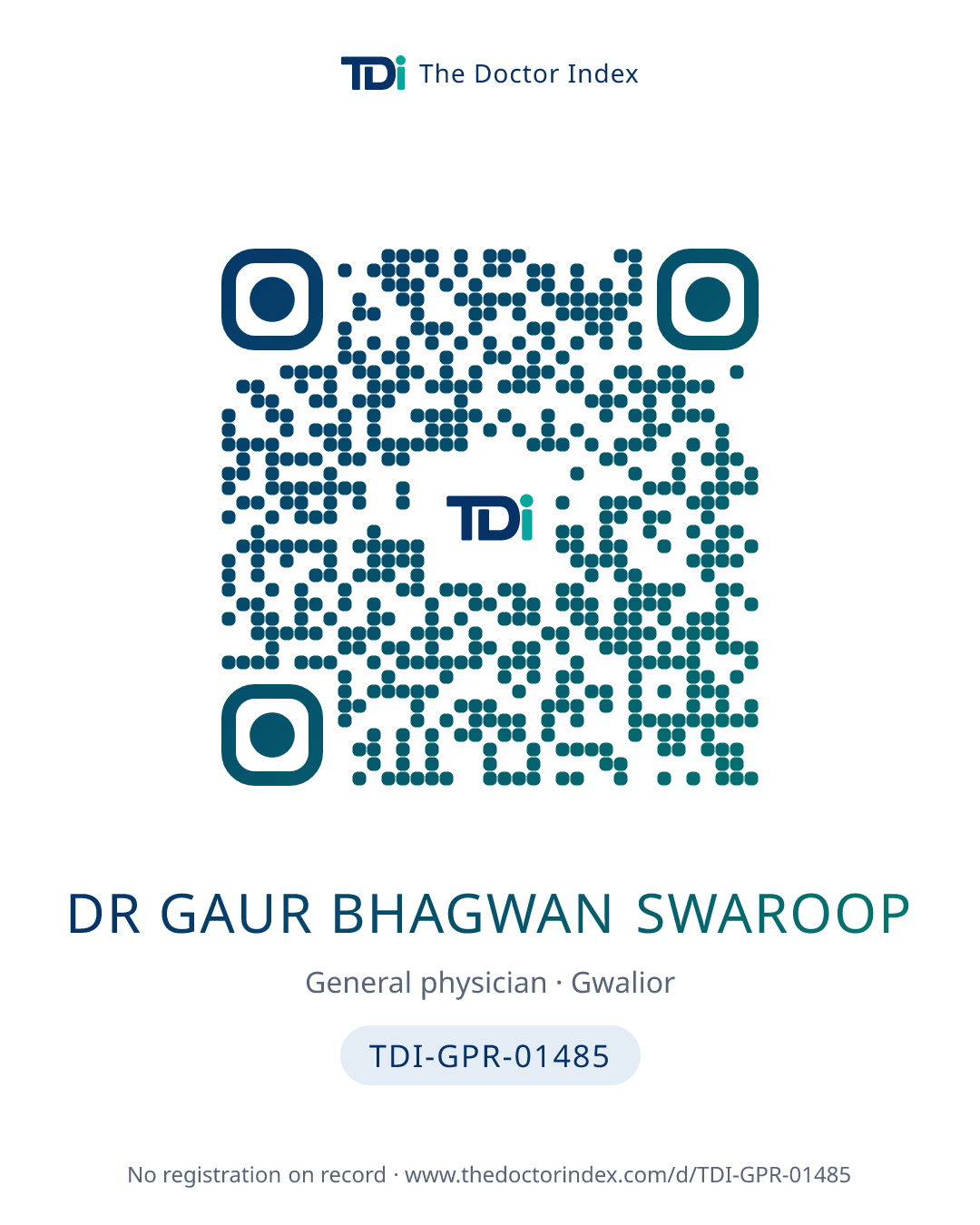 QR card for Dr Gaur Bhagwan Swaroop, TDI-GPR-01485