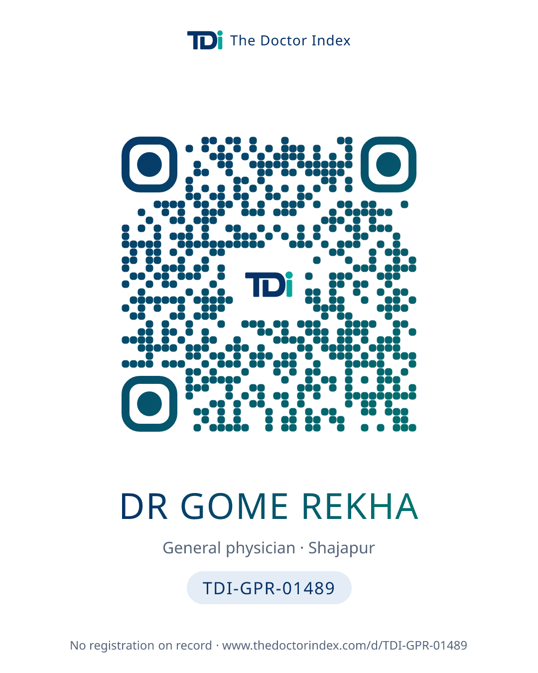 QR card for Dr Gome Rekha, TDI-GPR-01489