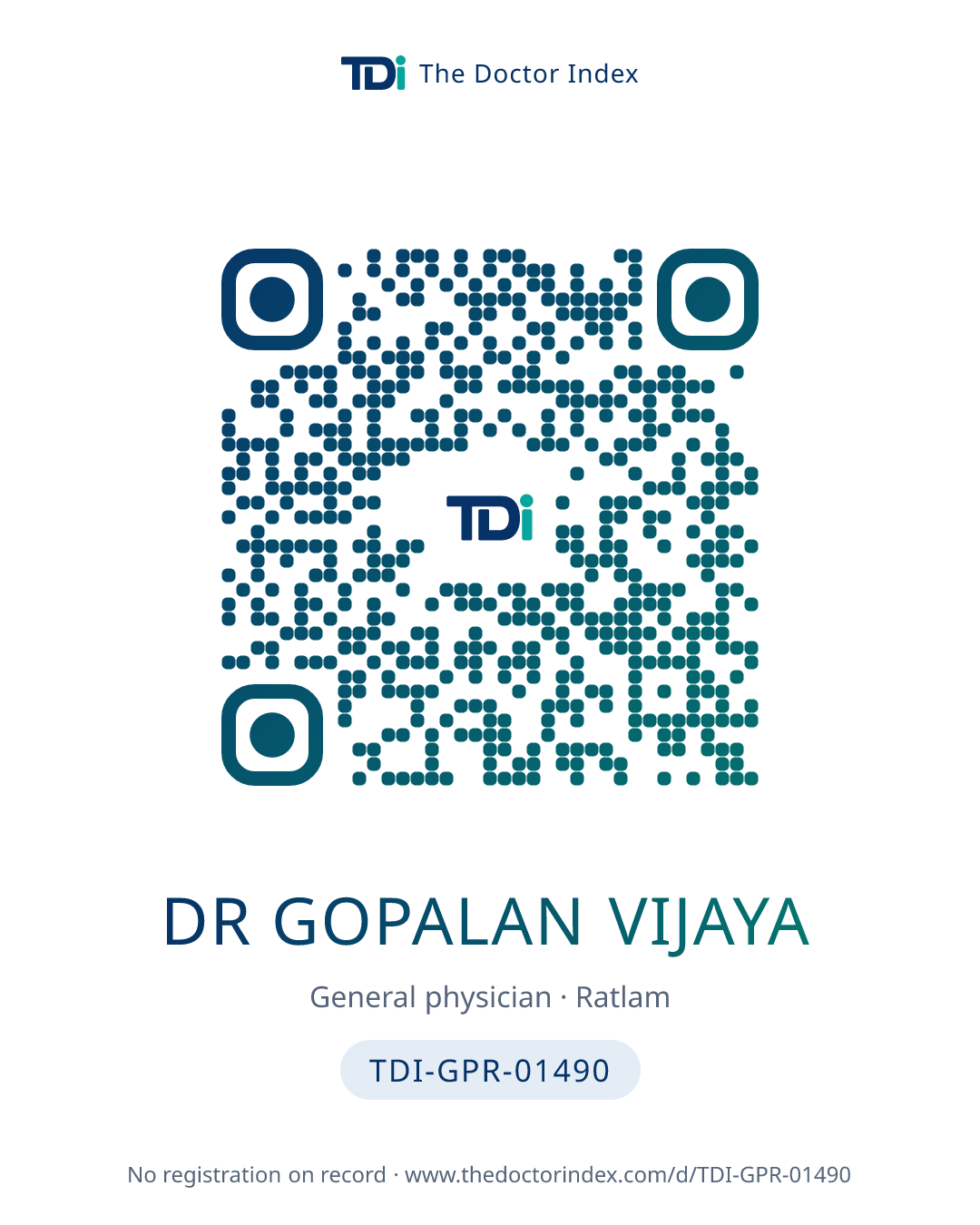 QR card for Dr Gopalan Vijaya, TDI-GPR-01490