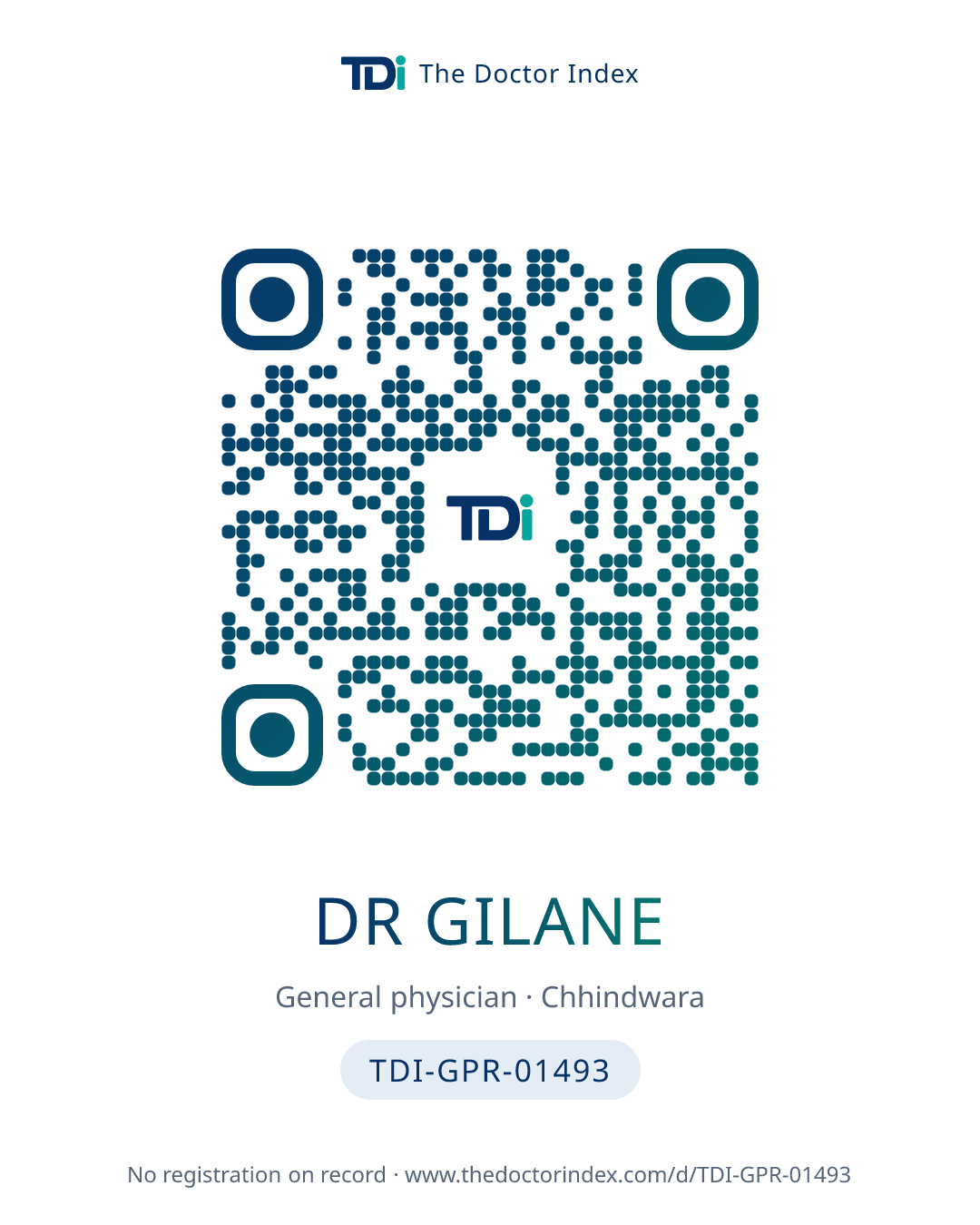 QR card for Dr Gilane, TDI-GPR-01493