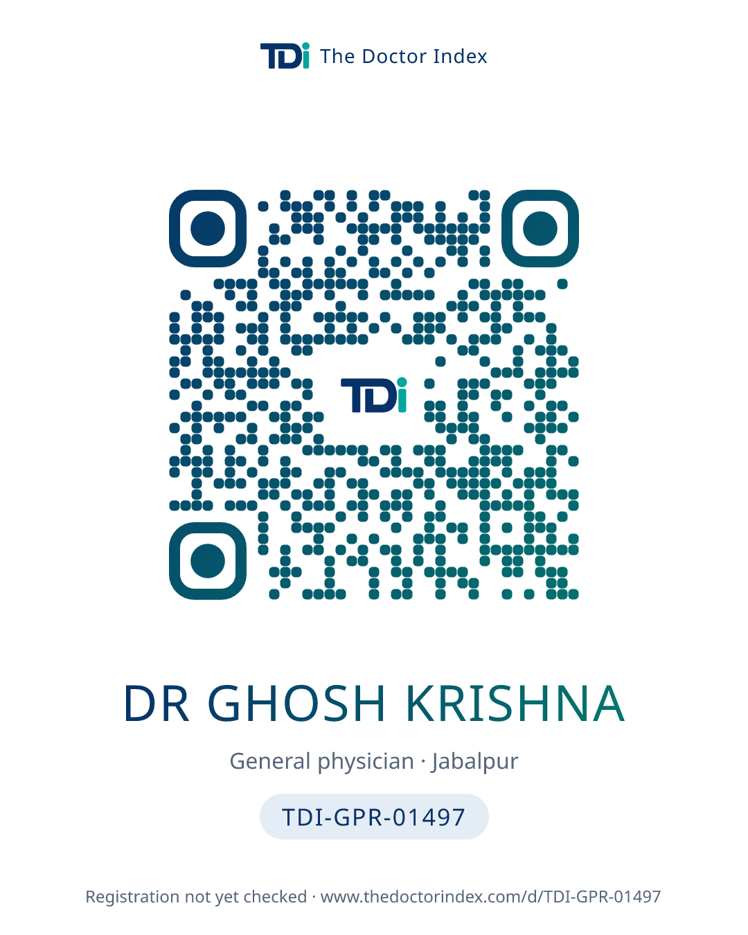 QR card for Dr Ghosh Krishna, TDI-GPR-01497