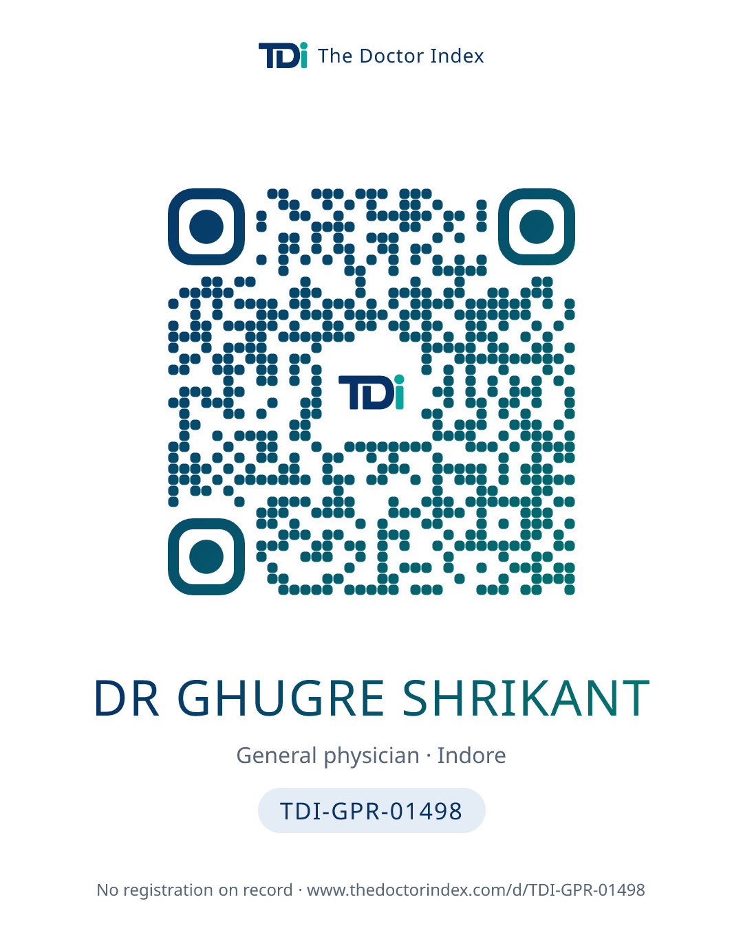 QR card for Dr Ghugre Shrikant, TDI-GPR-01498