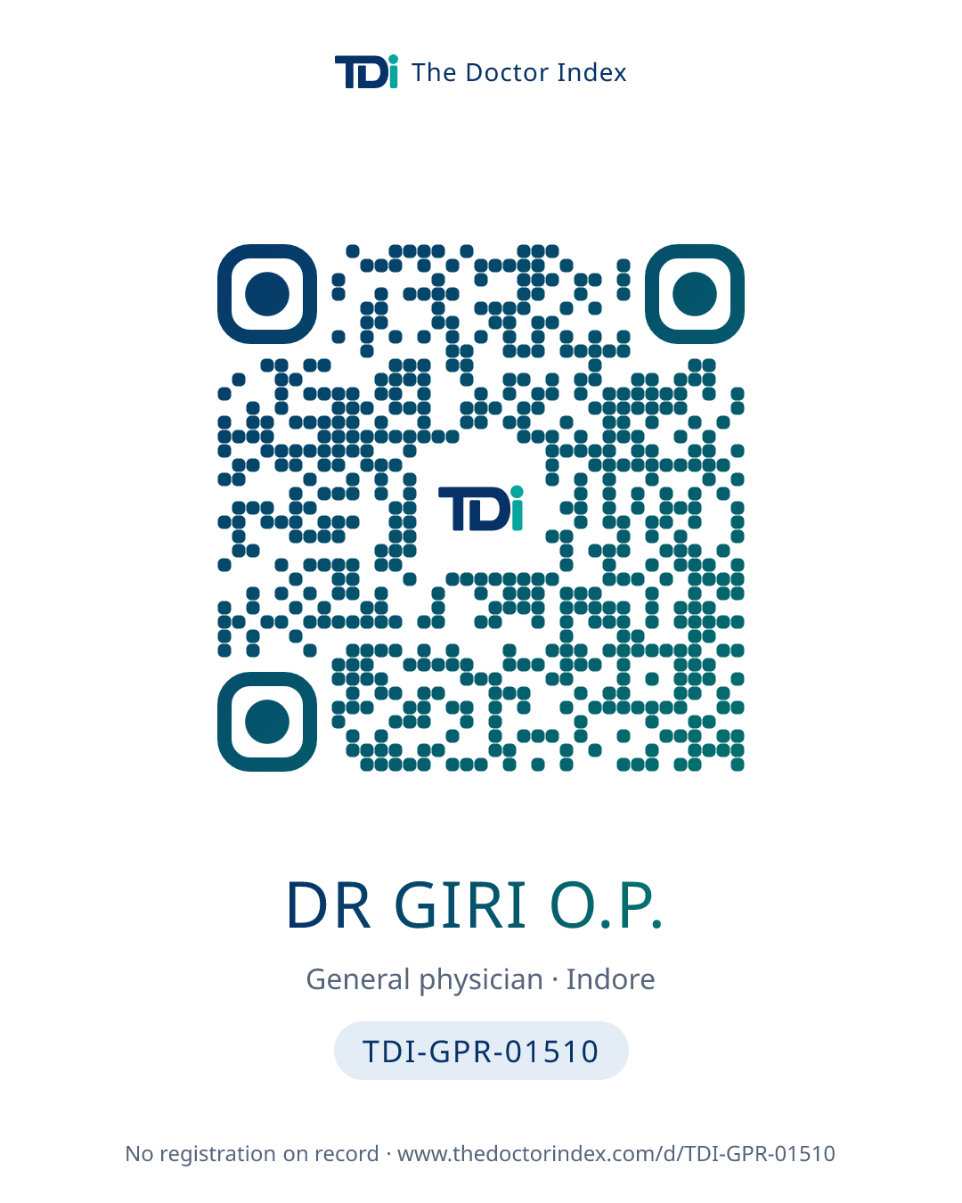 QR card for Dr Giri O.P., TDI-GPR-01510