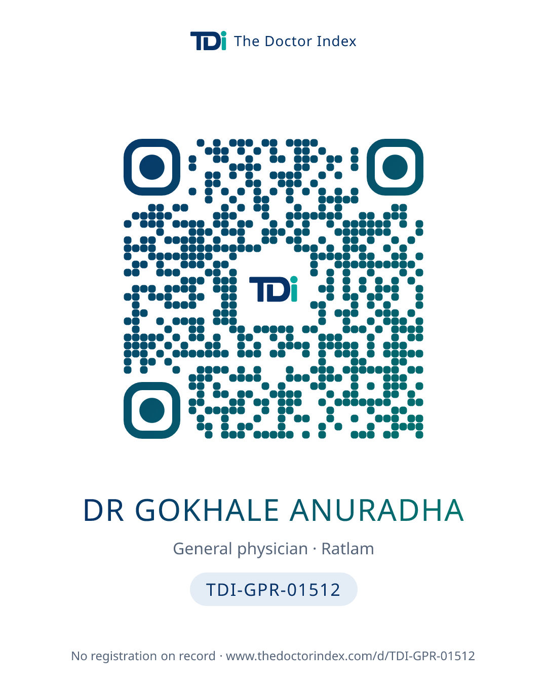 QR card for Dr Gokhale Anuradha, TDI-GPR-01512
