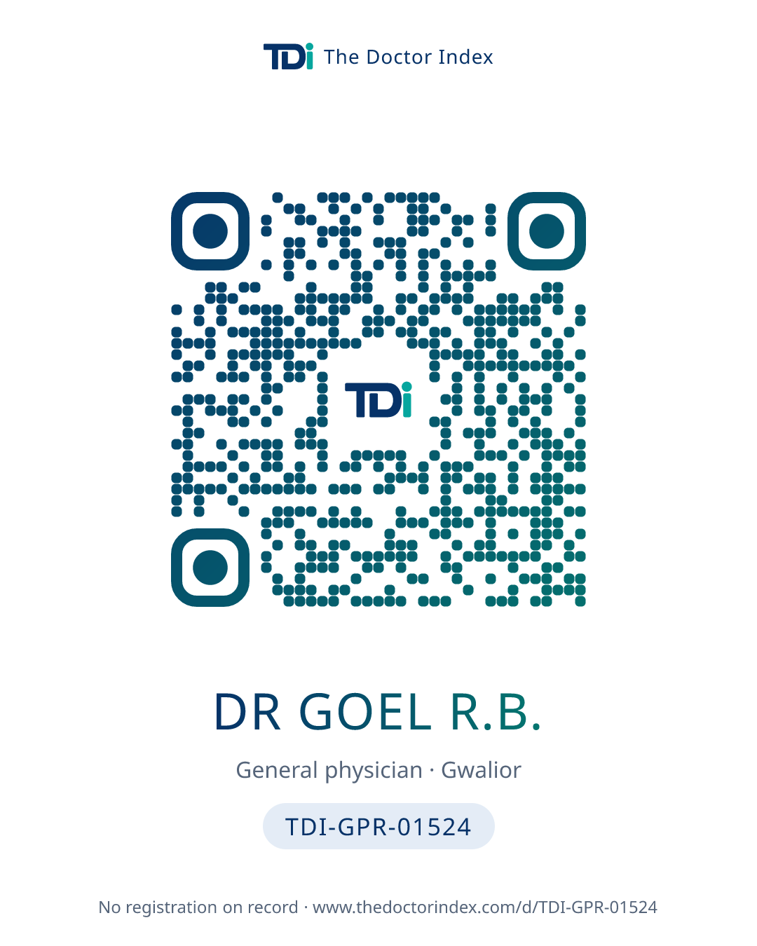QR card for Dr Goel R.B., TDI-GPR-01524