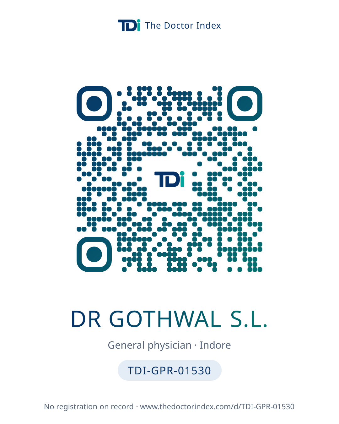 QR card for Dr Gothwal S.L., TDI-GPR-01530
