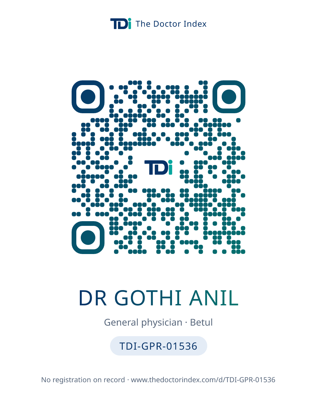 QR card for Dr Gothi Anil, TDI-GPR-01536