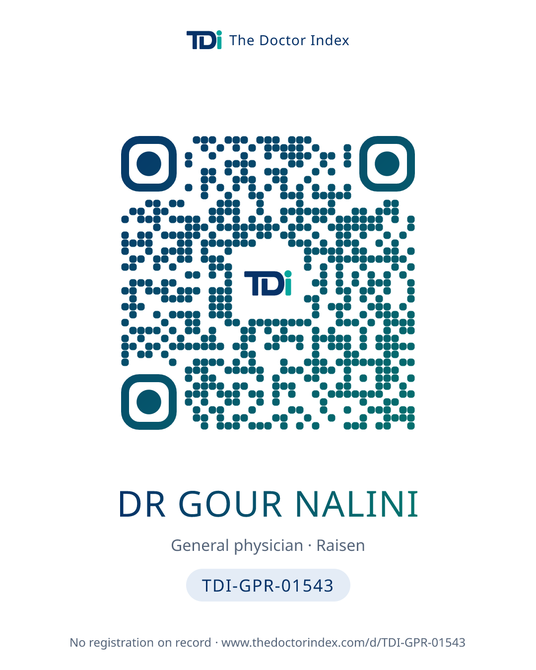 QR card for Dr Gour Nalini, TDI-GPR-01543