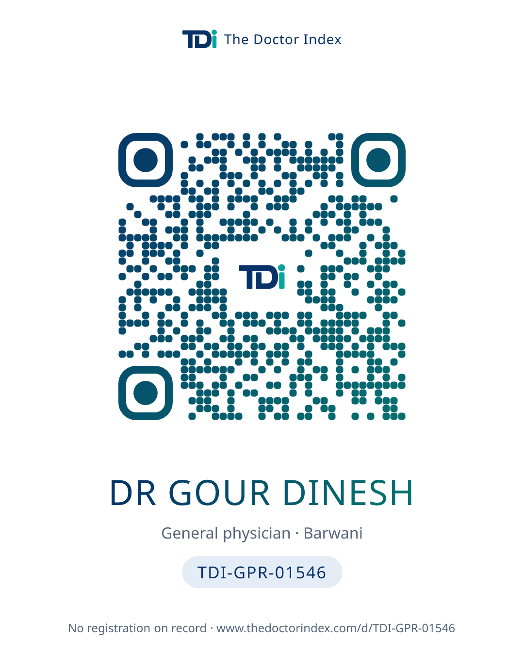 QR card for Dr Gour Dinesh, TDI-GPR-01546