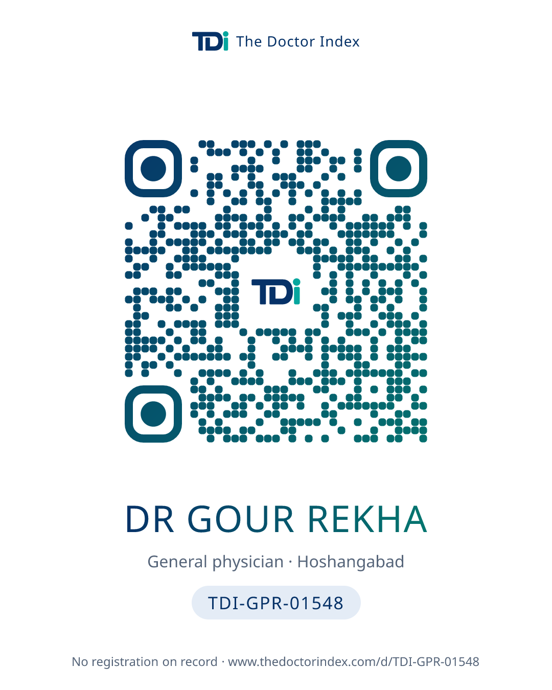 QR card for Dr Gour Rekha, TDI-GPR-01548