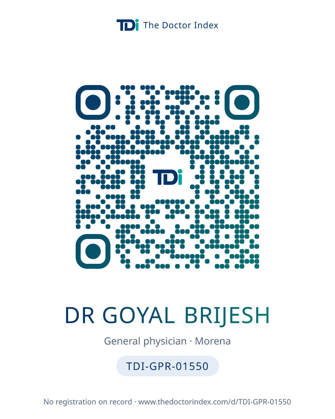 QR card for Dr Goyal Brijesh, TDI-GPR-01550