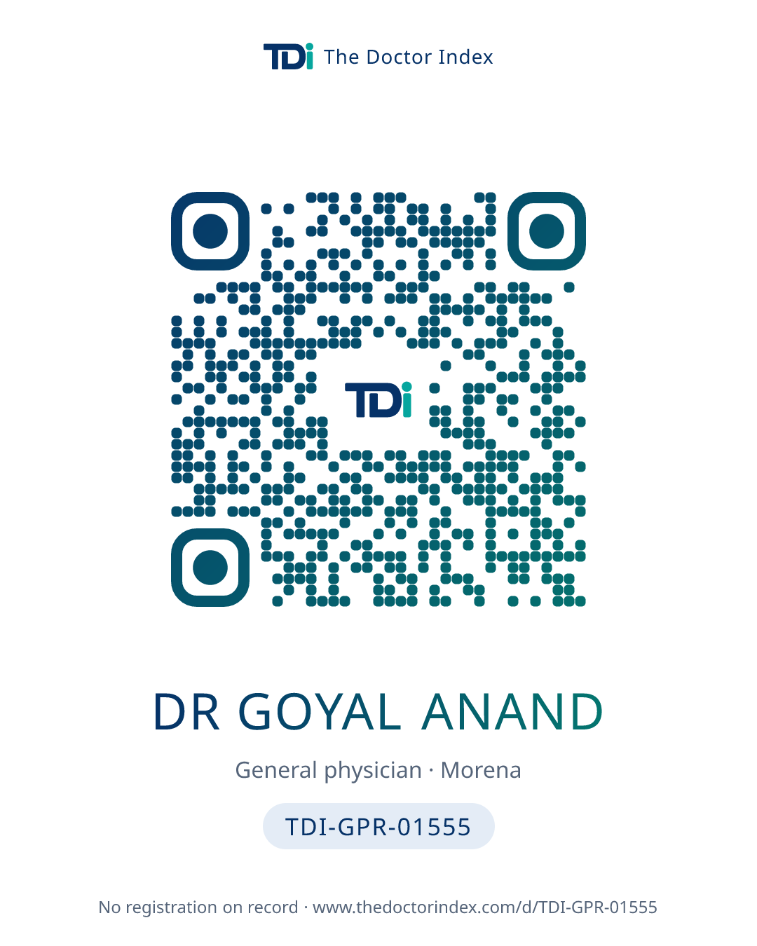 QR card for Dr Goyal Anand, TDI-GPR-01555