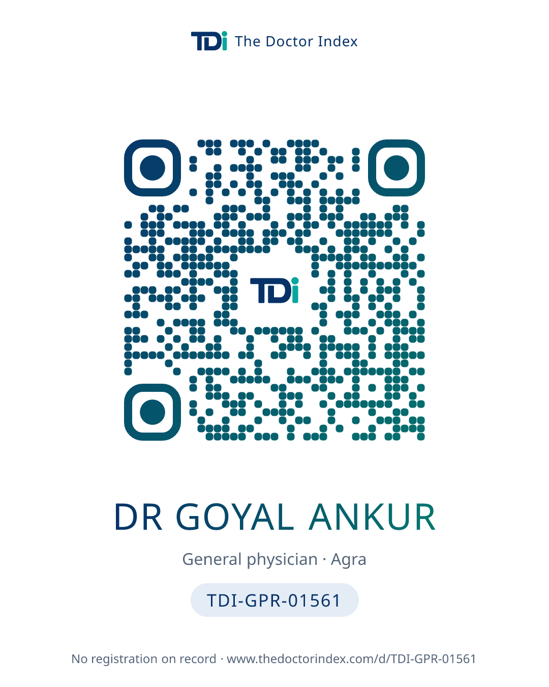 QR card for Dr Goyal Ankur, TDI-GPR-01561