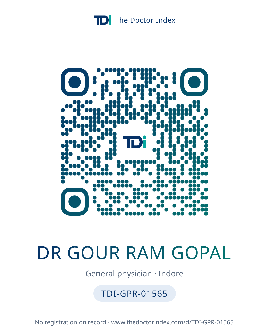 QR card for Dr Gour Ram Gopal, TDI-GPR-01565