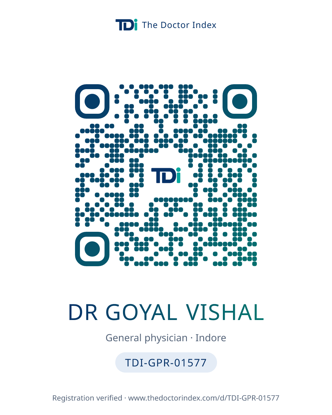 QR card for Dr Goyal Vishal, TDI-GPR-01577