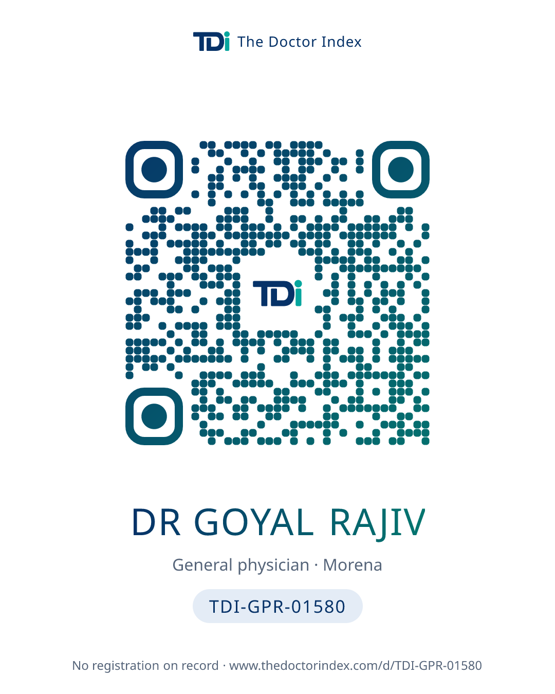QR card for Dr Goyal Rajiv, TDI-GPR-01580