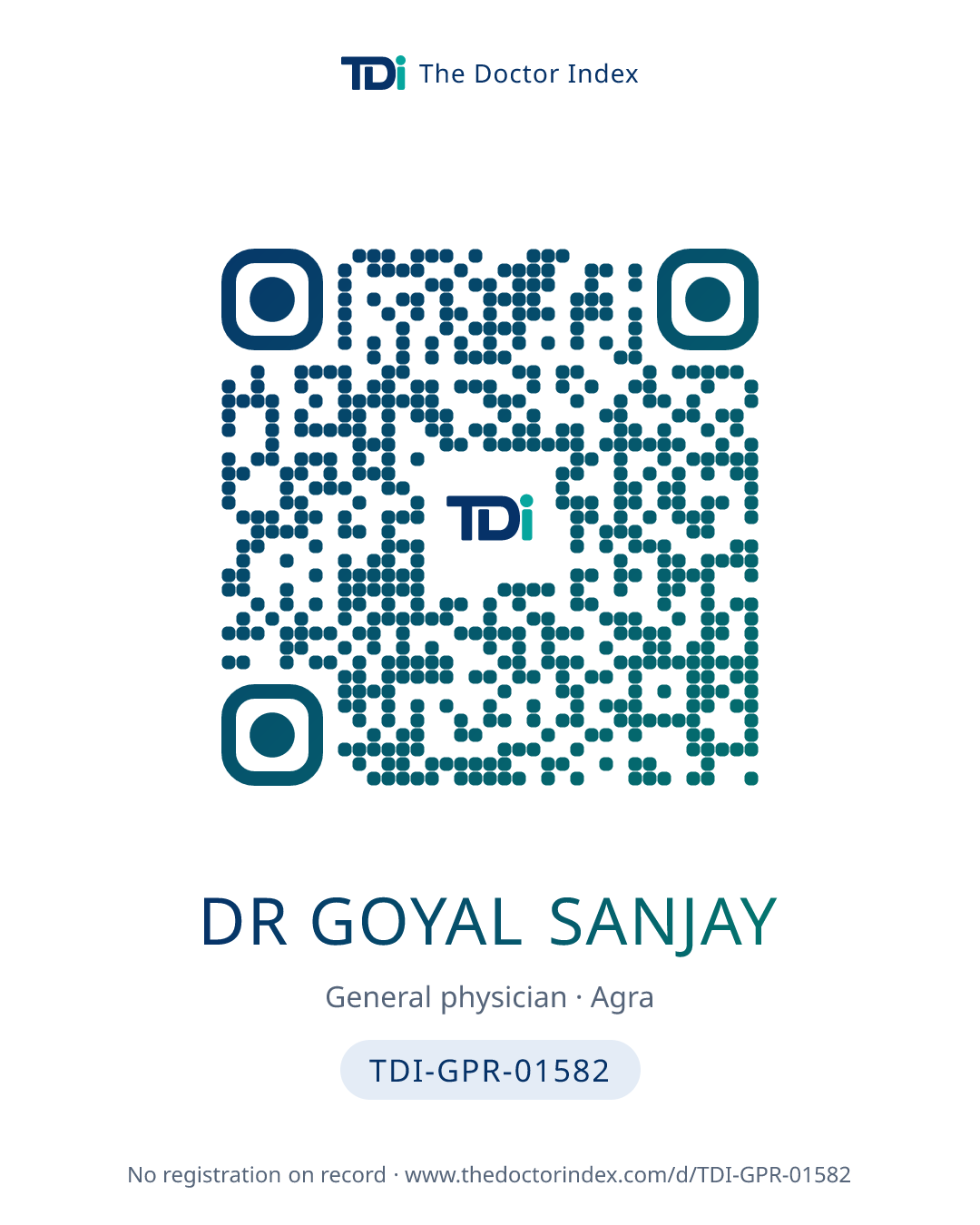 QR card for Dr Goyal Sanjay, TDI-GPR-01582