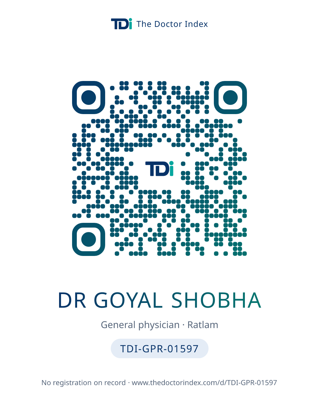QR card for Dr Goyal Shobha, TDI-GPR-01597