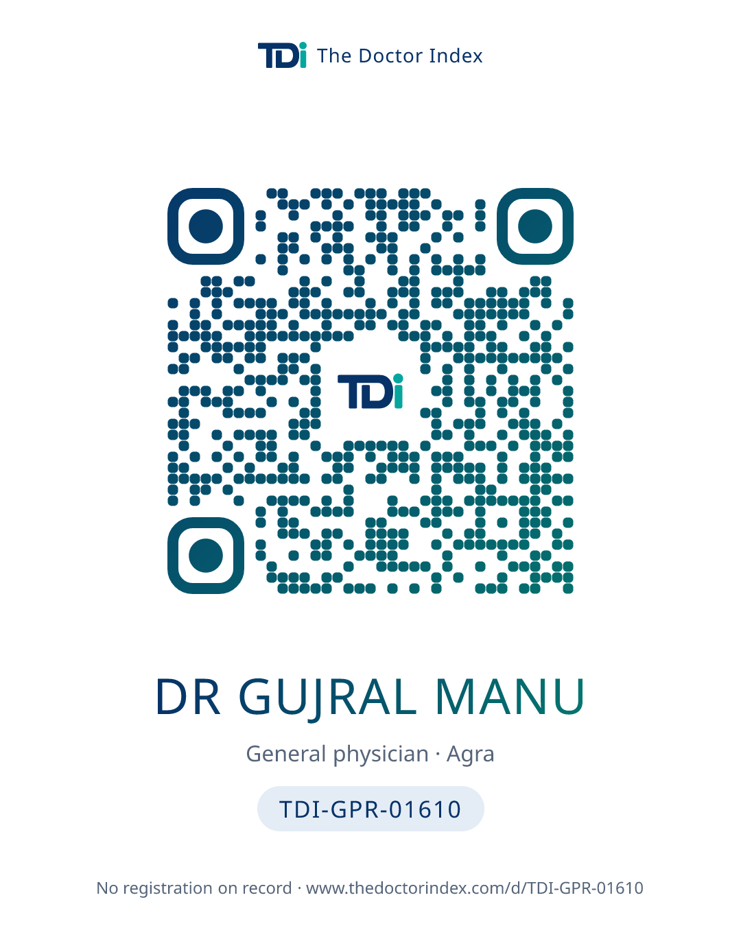 QR card for Dr Gujral Manu, TDI-GPR-01610