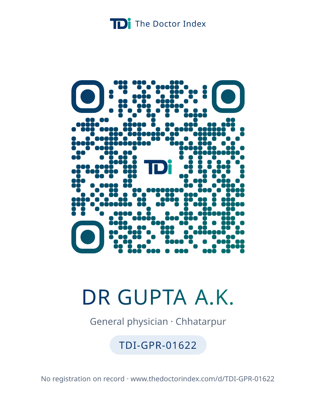 QR card for Dr Gupta A.K., TDI-GPR-01622