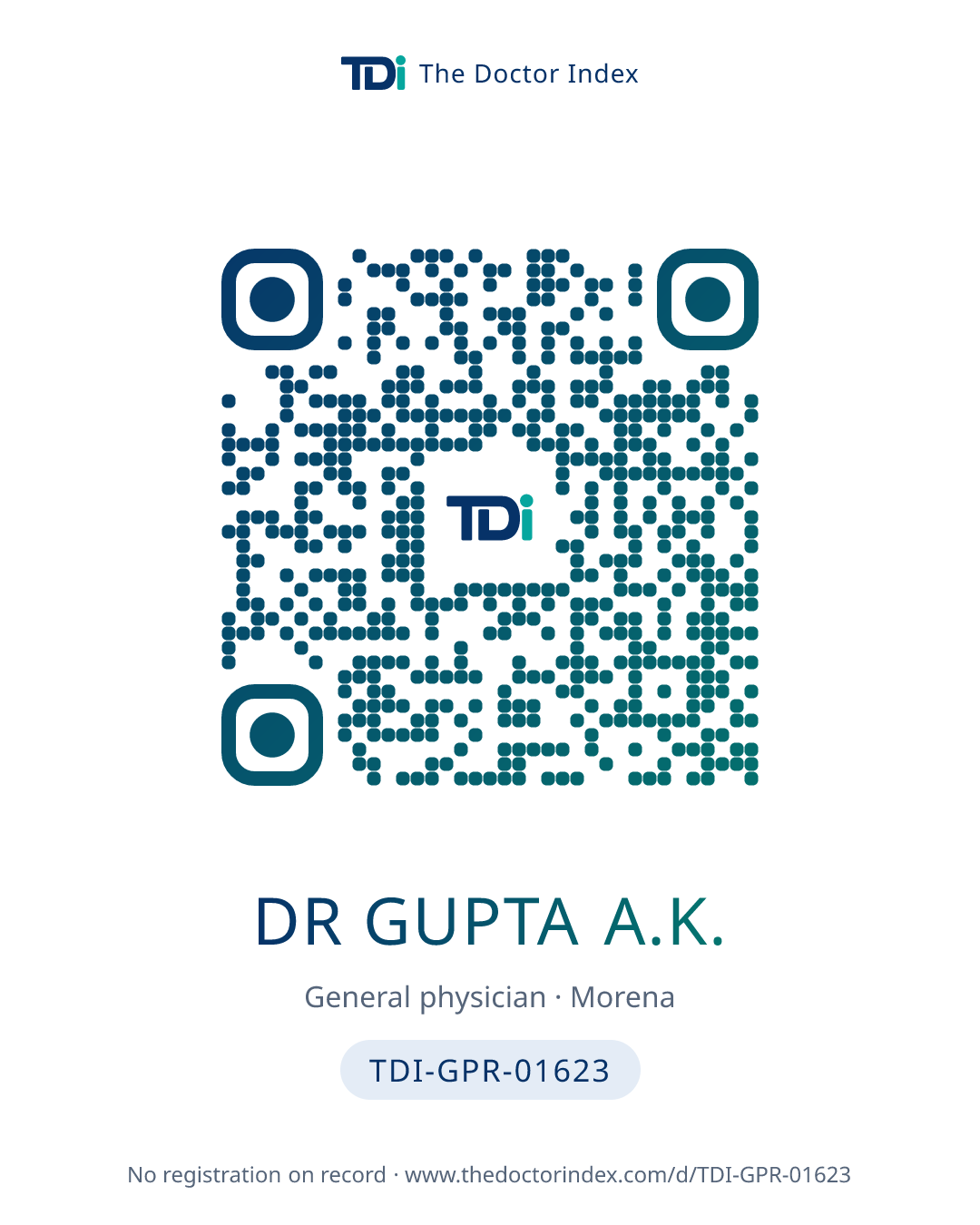 QR card for Dr Gupta A.K., TDI-GPR-01623