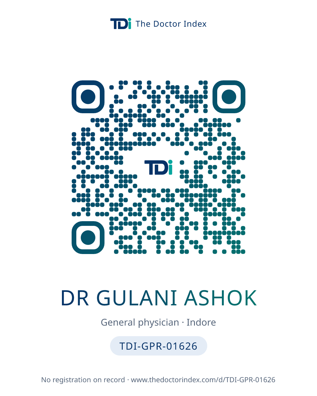 QR card for Dr Gulani Ashok, TDI-GPR-01626