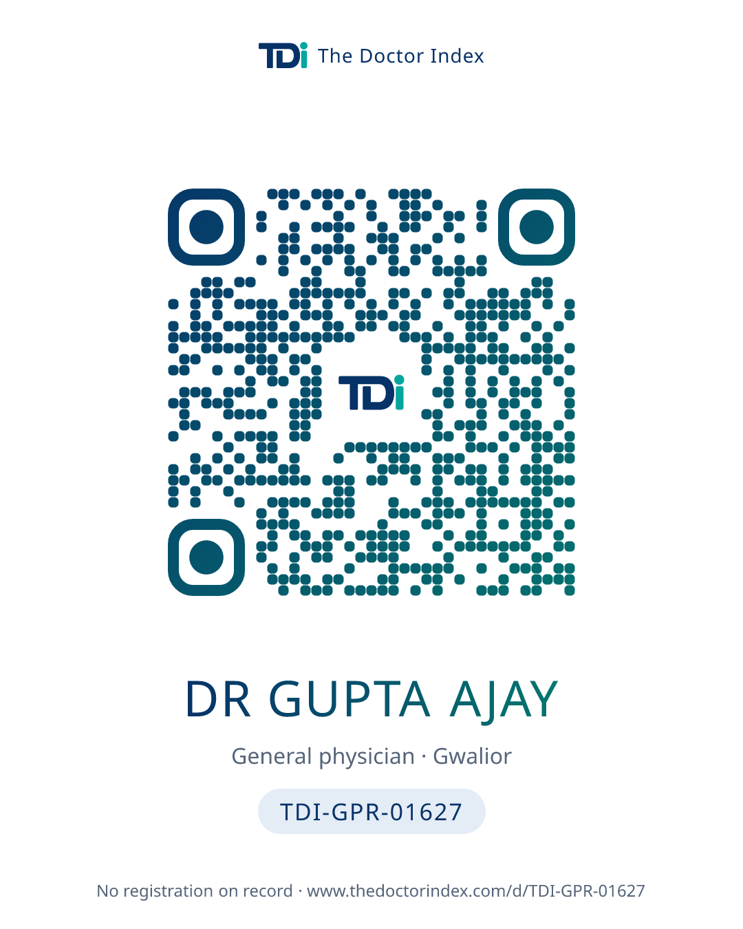 QR card for Dr Gupta Ajay, TDI-GPR-01627