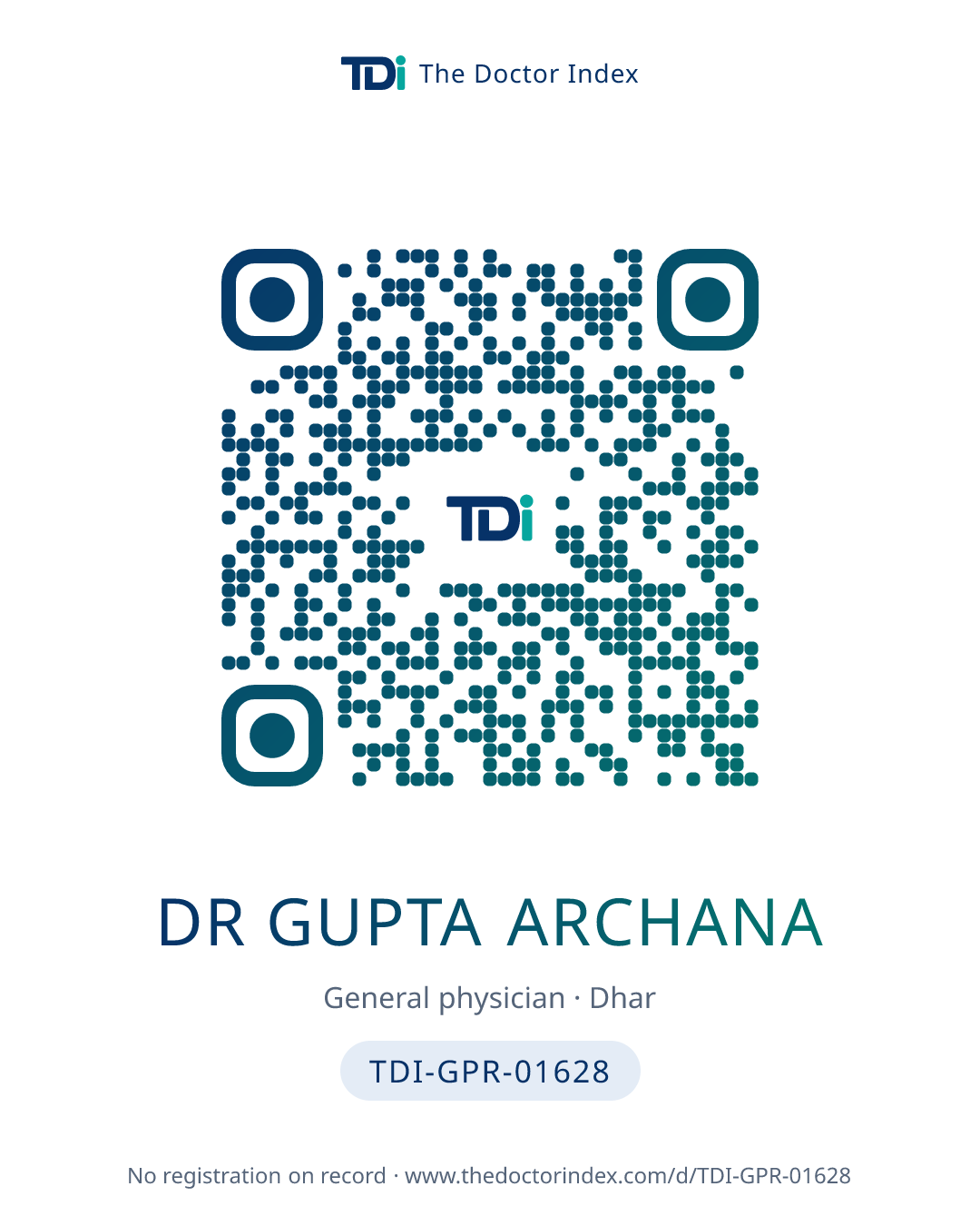 QR card for Dr Gupta Archana, TDI-GPR-01628