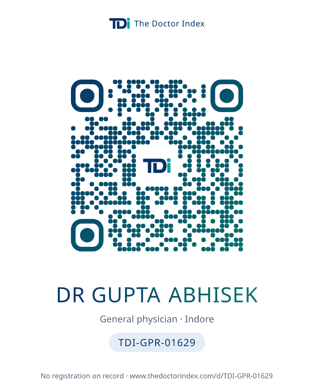 QR card for Dr Gupta Abhisek, TDI-GPR-01629