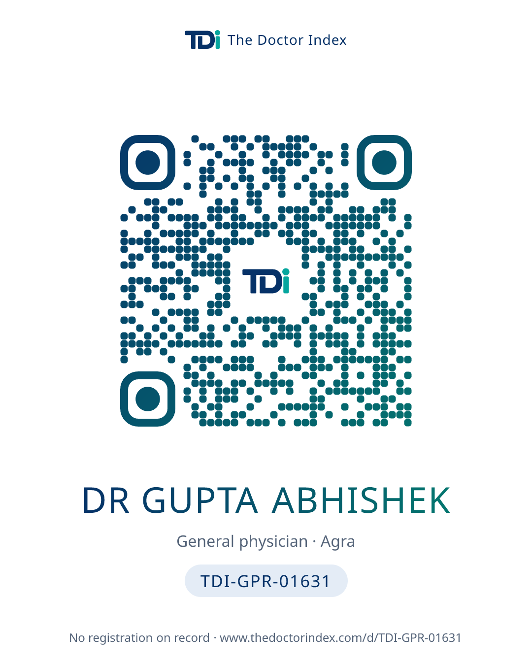 QR card for Dr Gupta Abhishek, TDI-GPR-01631