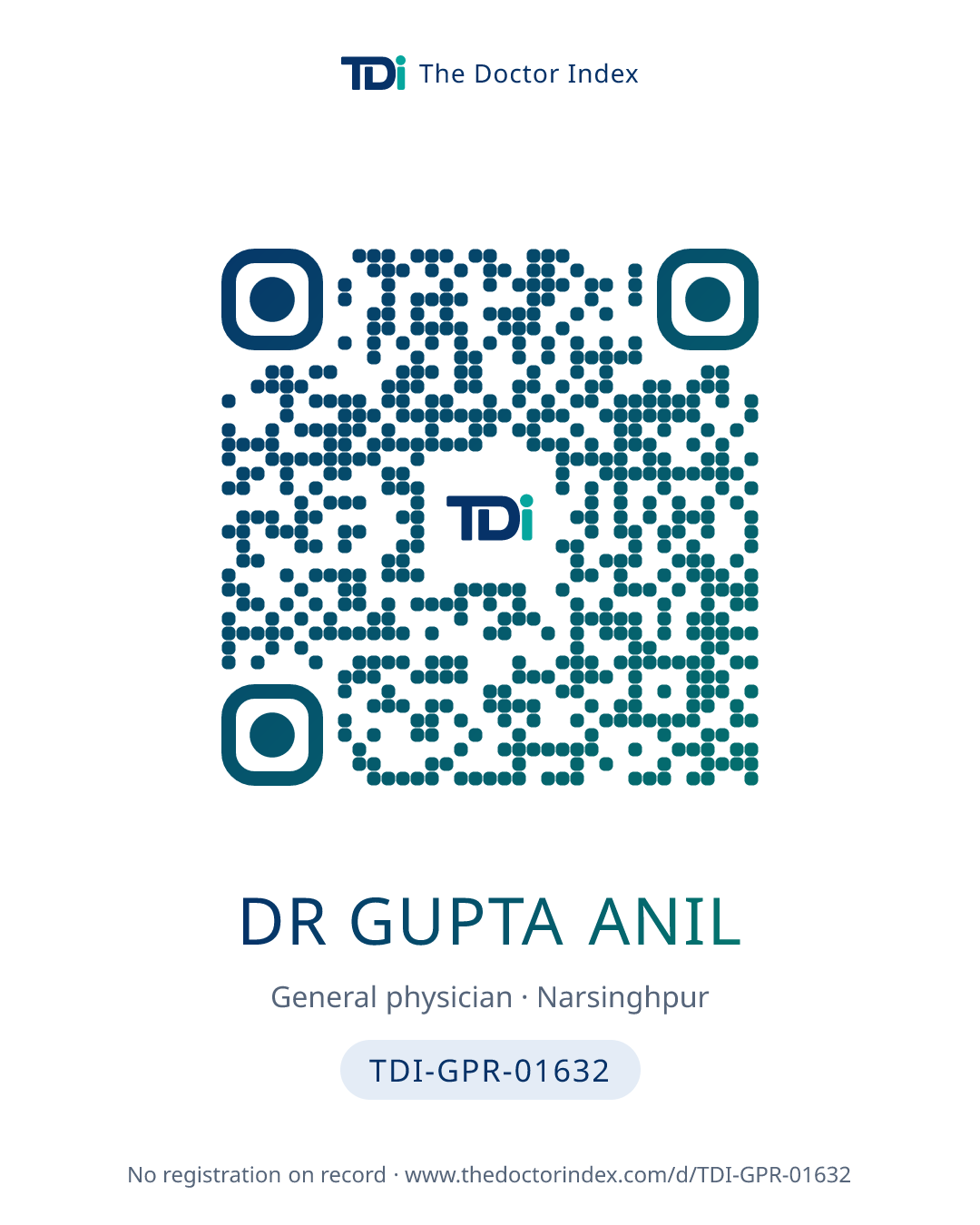 QR card for Dr Gupta Anil, TDI-GPR-01632