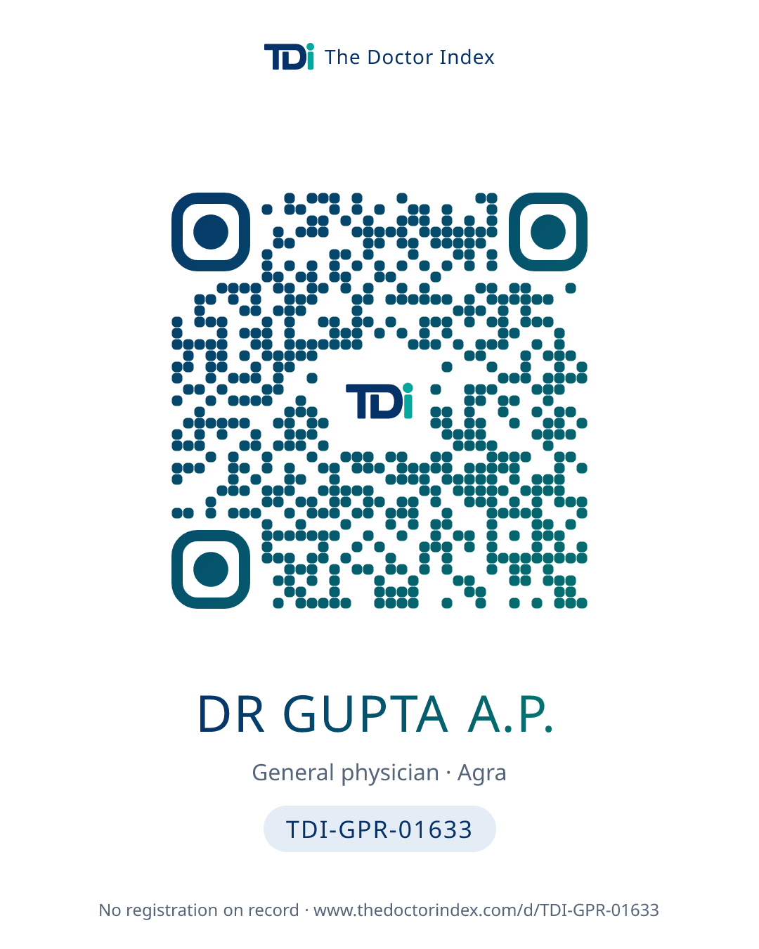 QR card for Dr Gupta A.P., TDI-GPR-01633