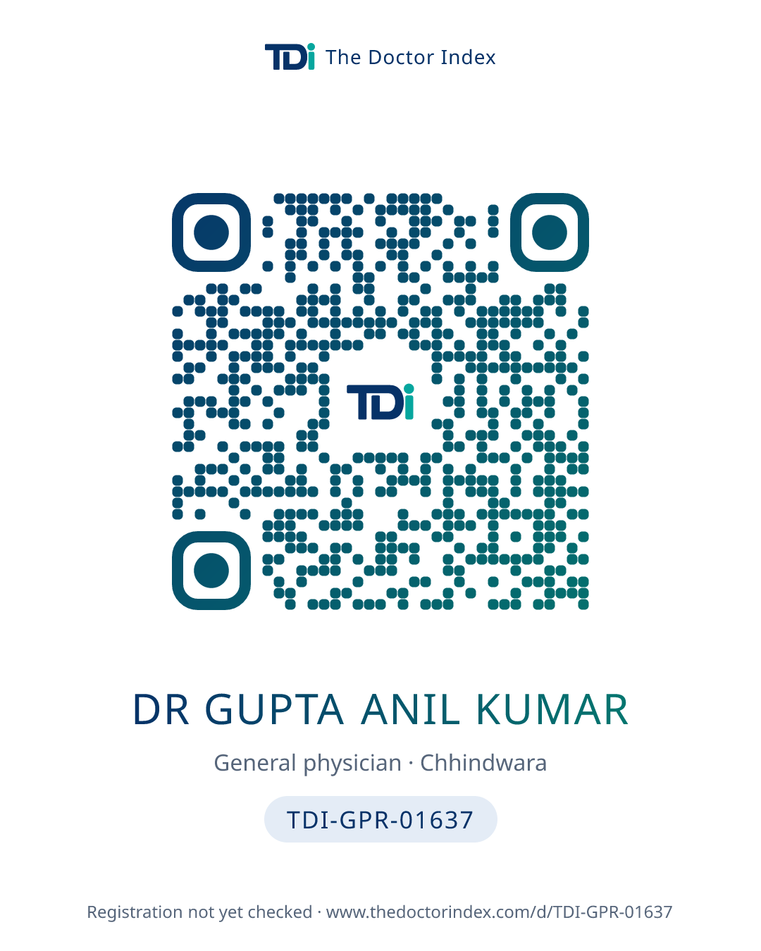 QR card for Dr Gupta Anil Kumar, TDI-GPR-01637