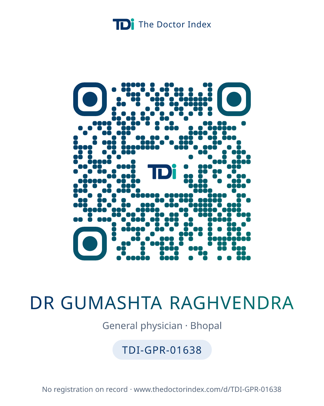 QR card for Dr Gumashta Raghvendra, TDI-GPR-01638